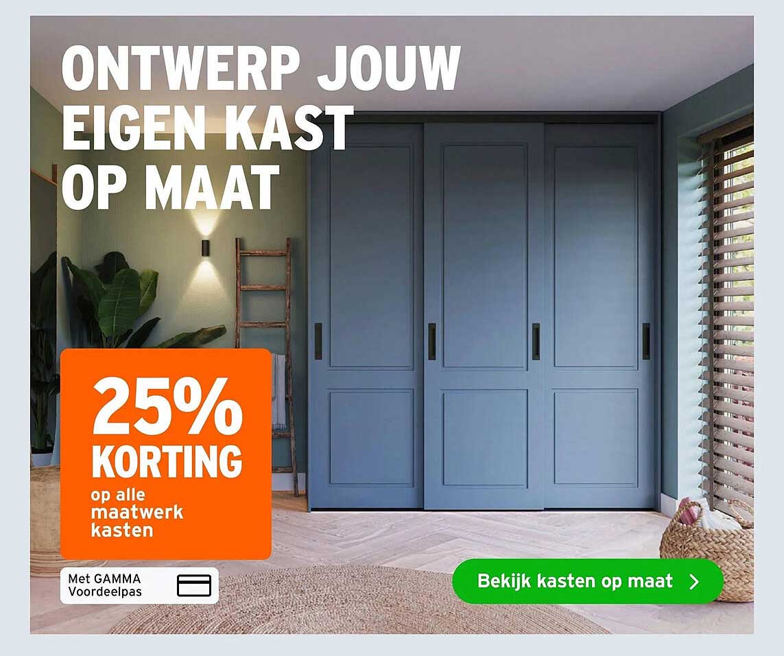 Ontwerp jouw eigen kast op maat - 25% korting op alle maatwerk kasten