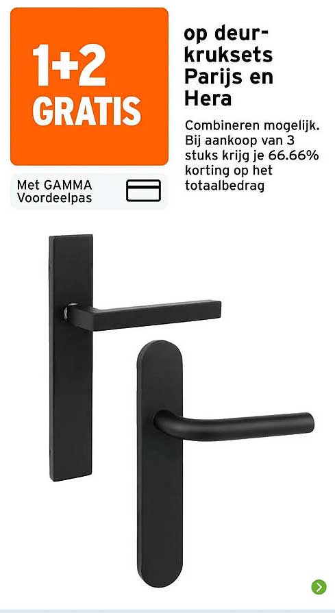 op deur-kruksets Parijs en Hera 1+2 GRATIS