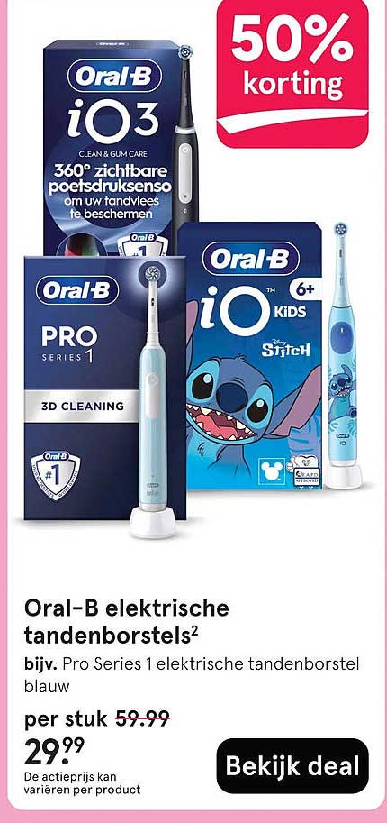 Oral-B elektrische tandenborstels 50% korting