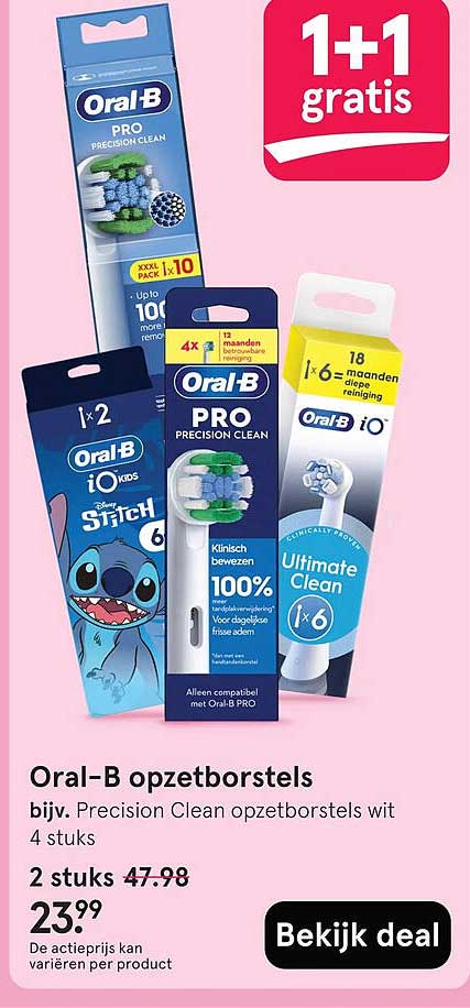 Oral-B opzetborstels 1+1 gratis