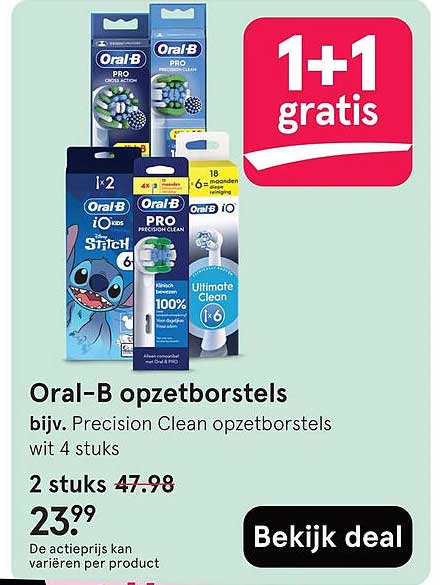 Oral-B opzetborstels 1+1 gratis