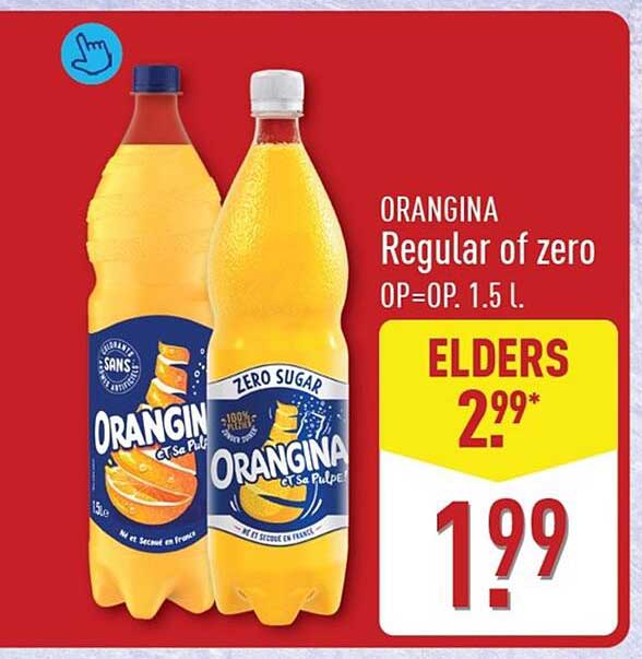ORANGINA Regular of zero OP=OP. 1.5 l. ELDERS 2.99*