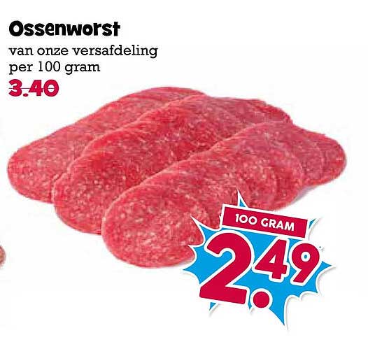 Ossenworst van onze versafdeling per 100 gram