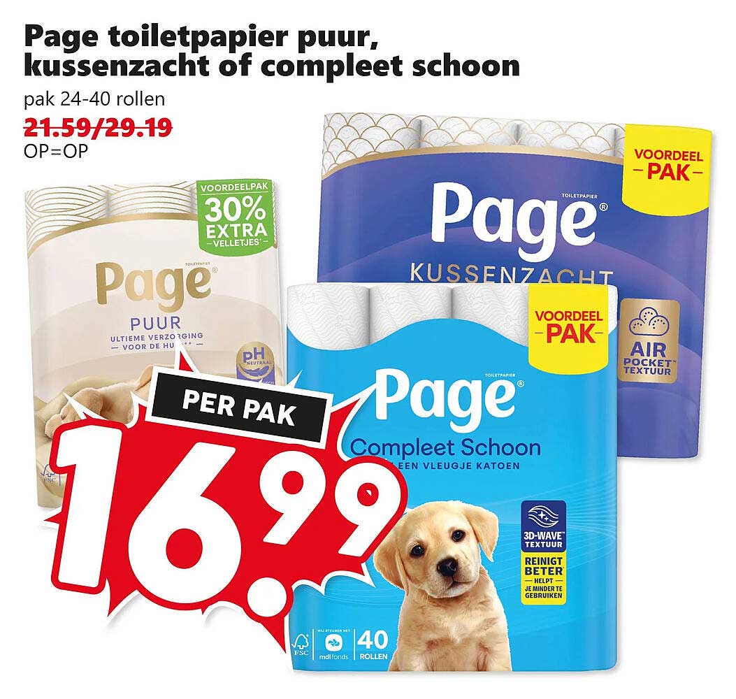 Page toiletpapier puur, kussenzacht of compleet schoon