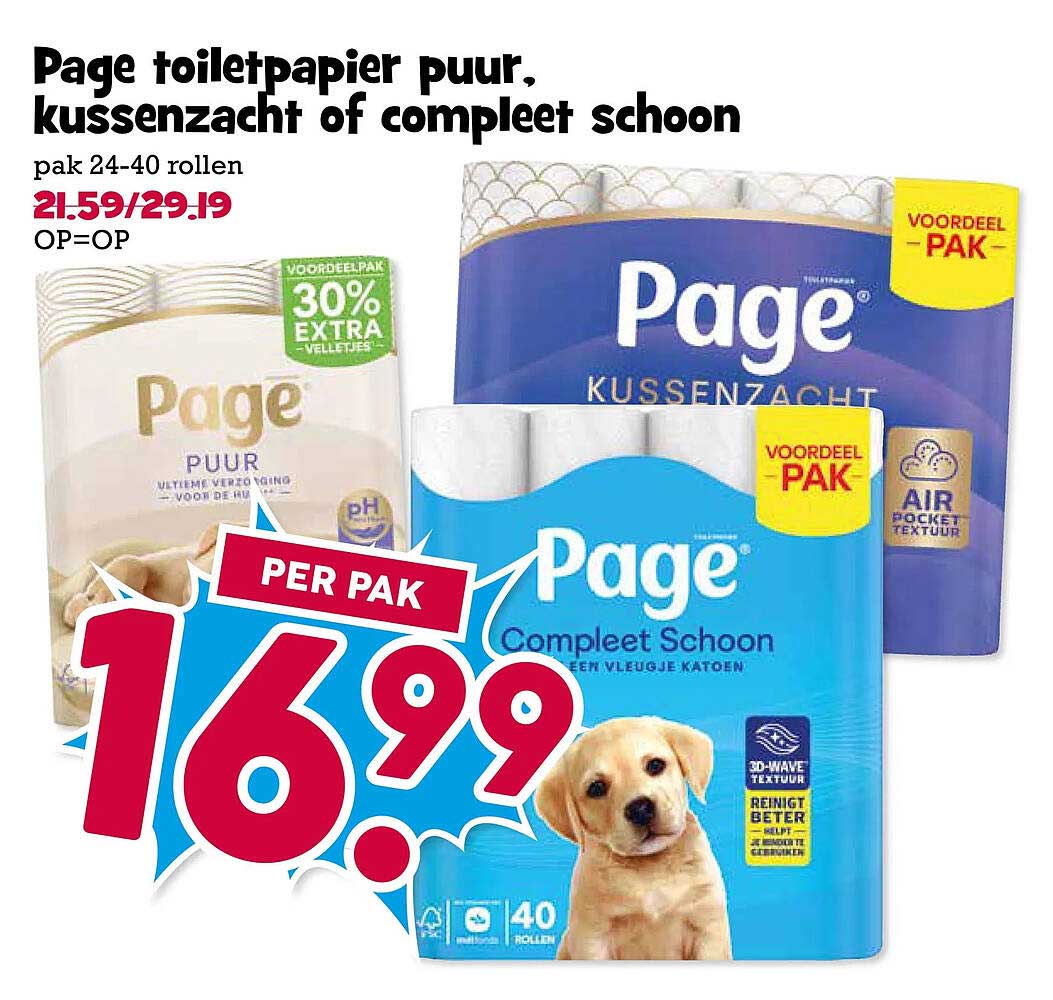 Page toiletpapier puur, kussenzacht of compleet schoon