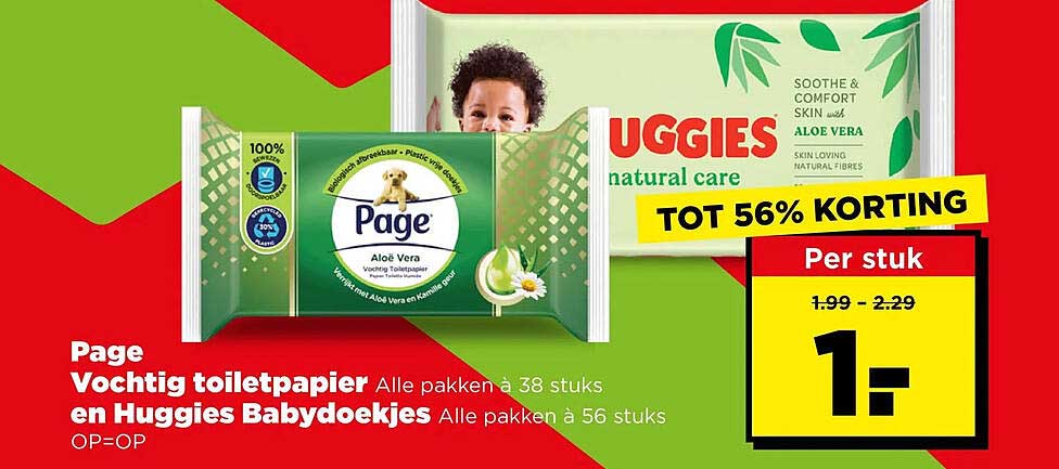 Page Vochtig toiletpapier en Huggies Babydoekjes