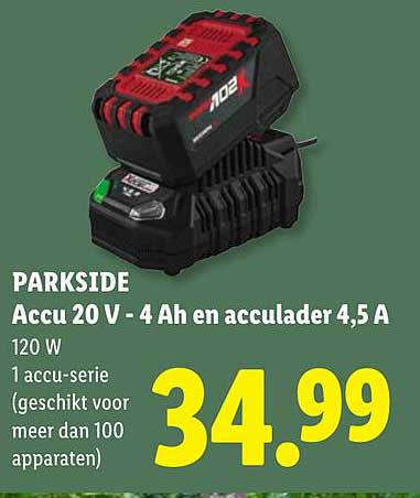 PARKSIDE Accu 20 V - 4 Ah en acculader 4,5 A