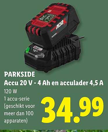 PARKSIDE Accu 20 V - 4 Ah en acculader 4,5 A
