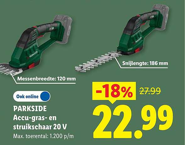 PARKSIDE Accu-gras- en struikschaar 20 V -18%