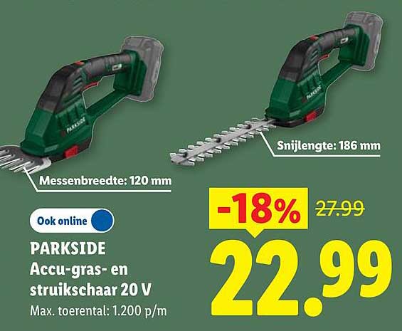 PARKSIDE Accu-gras- en struikschaar 20 V