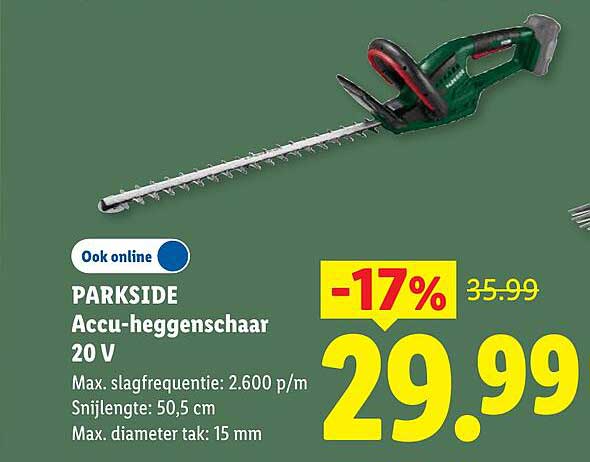 PARKSIDE Accu-heggenschaar 20 V -17%