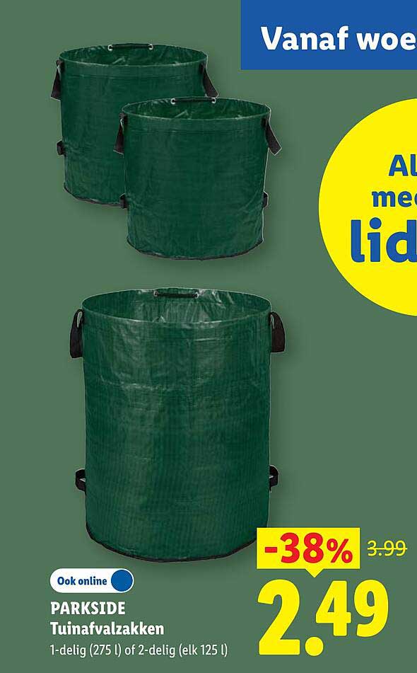 PARKSIDE Tuinafvalzakken 1-delig (275 l) of 2-delig (elk 125 l) -38%