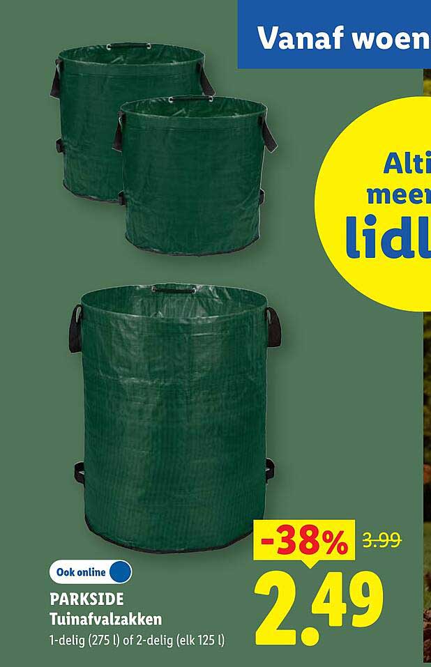 PARKSIDE Tuinafvalzakken 1-delig (275 l) of 2-delig (elk 125 l)