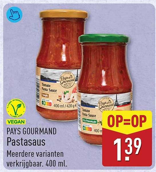 PAYS GOURMAND Pastasaus Meerdere varianten verkrijgbaar. 400 ml. OP=OP