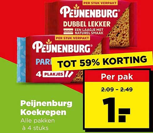 Peijnenburg Koekrepen Alle pakken à 4 stuks TOT 59% KORTING