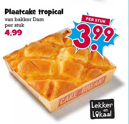 Plaatcake tropical van bakker Dam per stuk