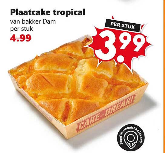 Plaatcake tropical van bakker Dam per stuk