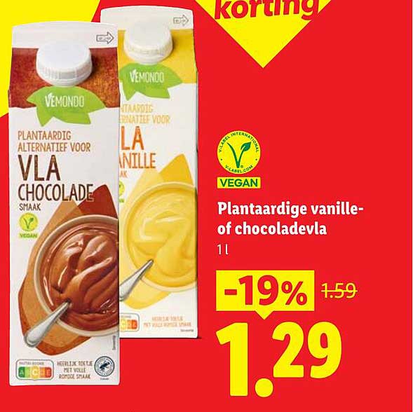 Plantaardige vanille- of chocoladevla -19%