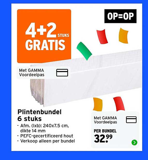 Plintenbundel 6 stuks 4+2 stuks gratis