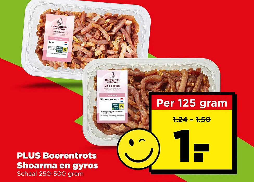 PLUS Boerentrots Shoarma en gyros Schaal 250-500 gram