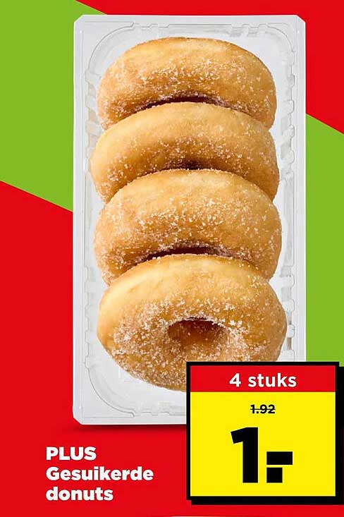 PLUS Gesuikerde donuts 4 stuks
