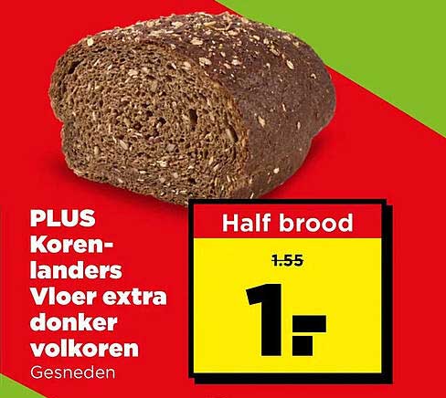 PLUS Korenlanders Vloer extra donker volkoren Gesneden Half brood