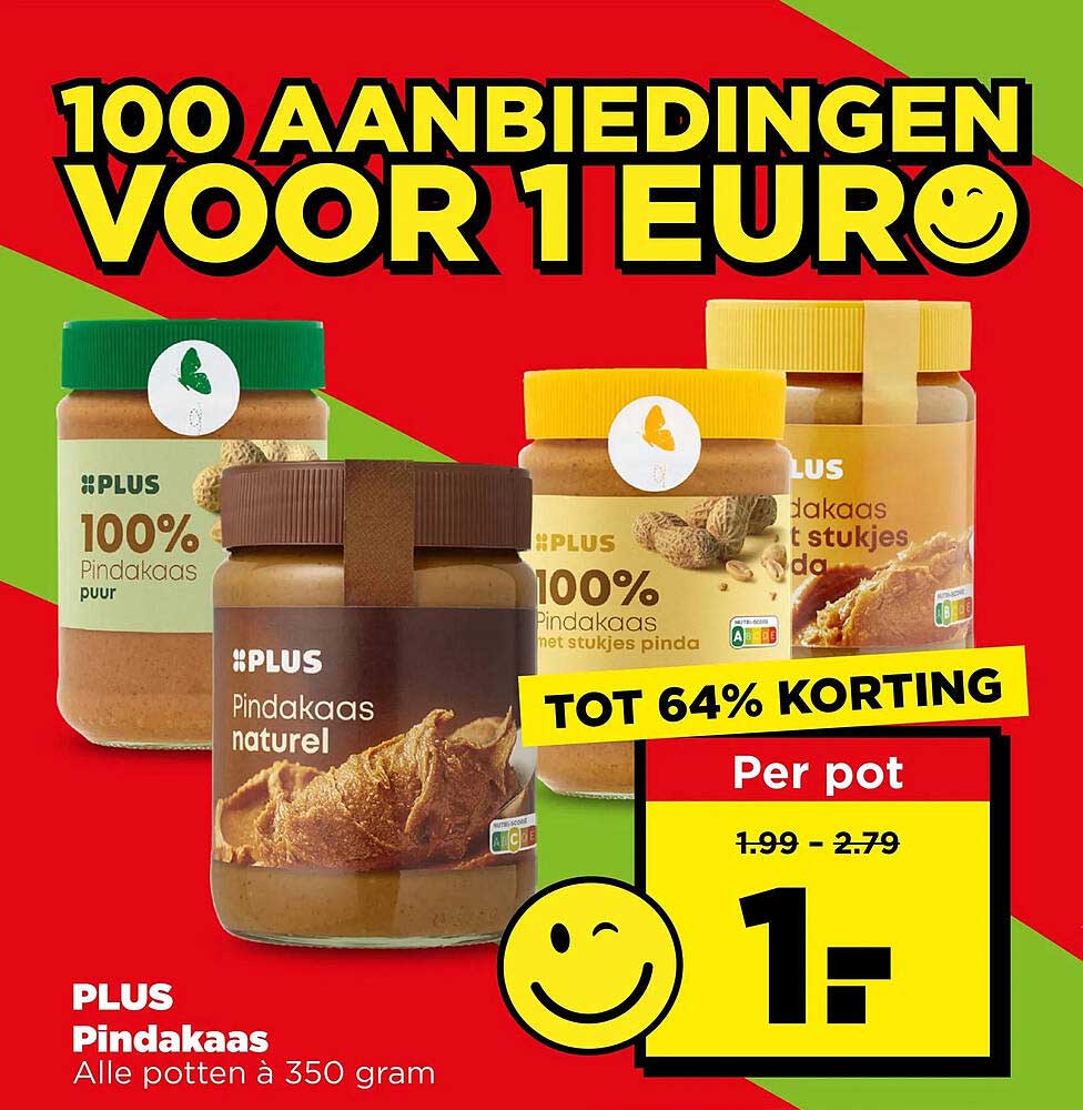 PLUS Pindakaas Alle potten à 350 gram
