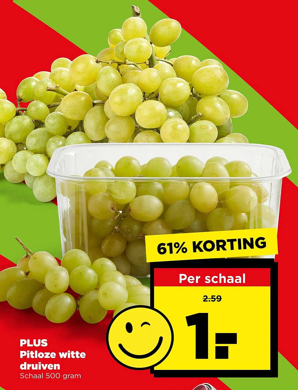 PLUS Pitloze witte druiven Schaal 500 gram