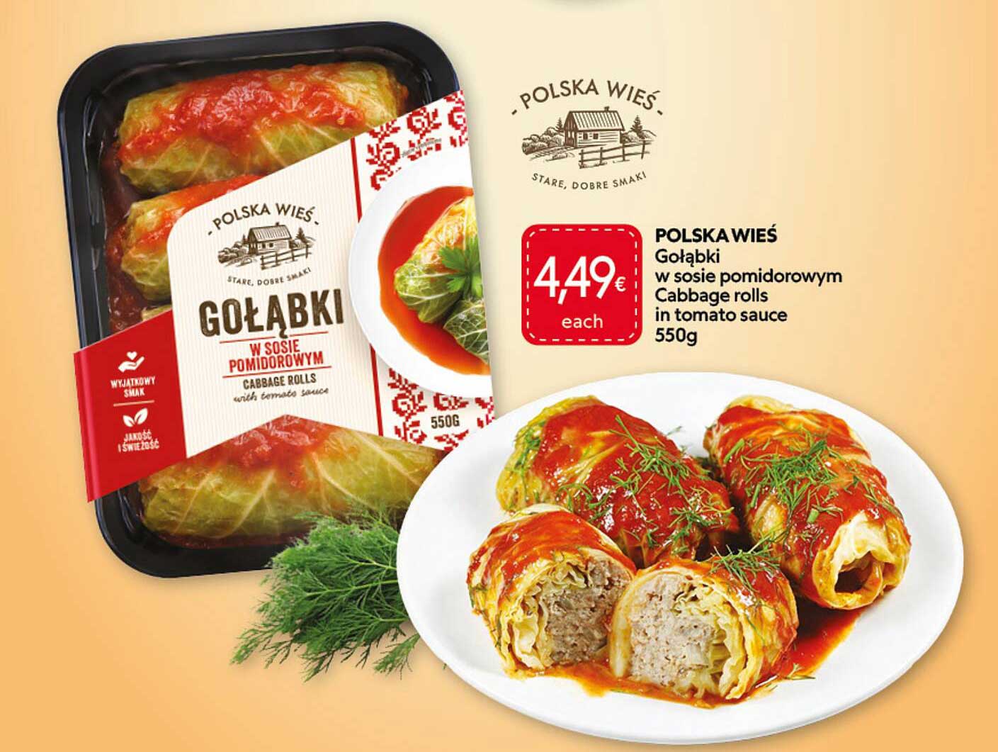 POLSKA WIEŚ Gołąbki w sosie pomidorowym Cabbage rolls in tomato sauce 550g