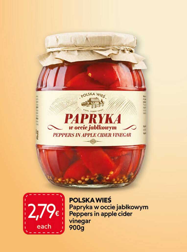 POLSKA WIEŚ Papryka w occie jabłkowym Peppers in apple cider vinegar 900g