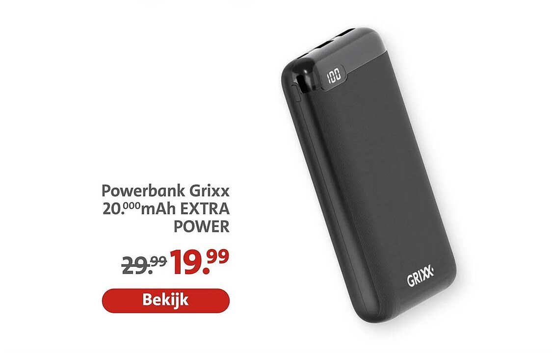 Powerbank Grixx 20.000mAh EXTRA POWER