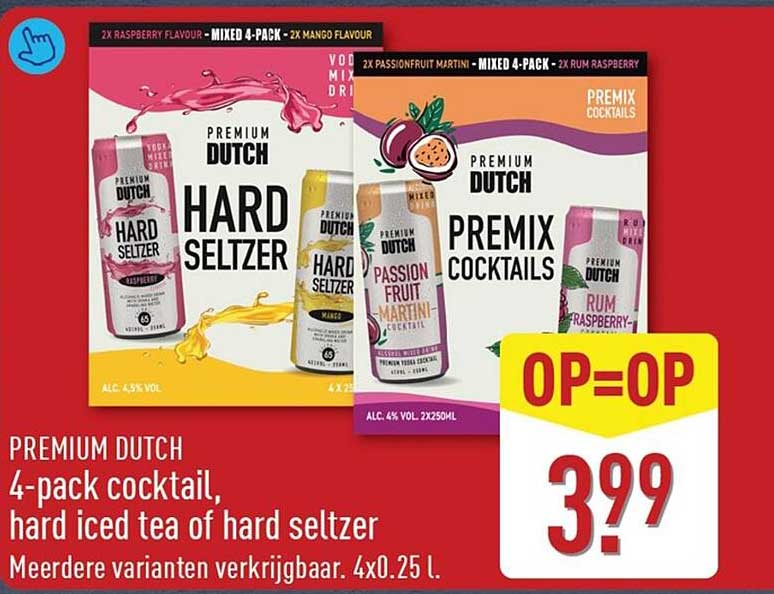 PREMIUM DUTCH 4-pack cocktail, hard iced tea of hard seltzer