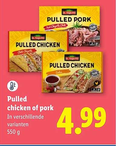 Pulled chicken of pork