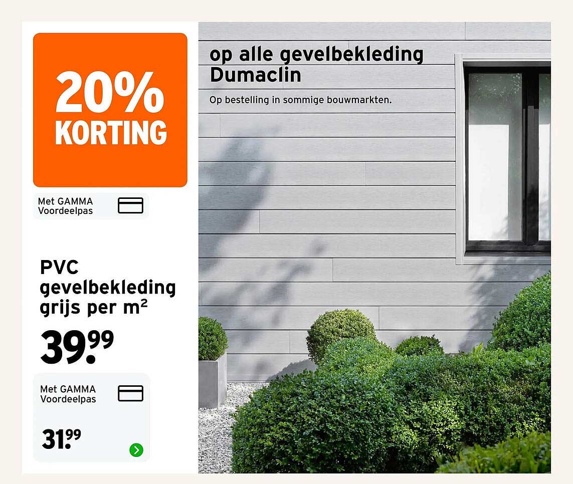 PVC gevelbekleding grijs per m² 20% korting