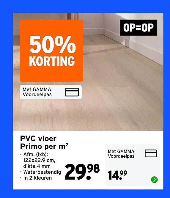 PVC vloer Primo per m² - 50% korting