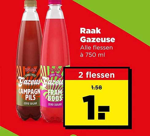 Raak Gazeuse Alle flessen à 750 ml 2 flessen