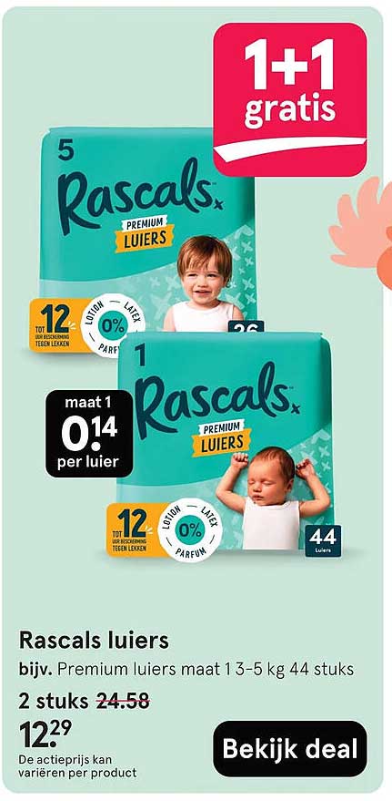Rascals luiers 1+1 gratis
