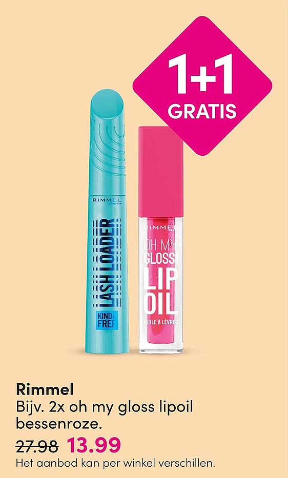Rimmel Bijv. 2x oh my gloss lipoil bessenroze. 1+1 GRATIS