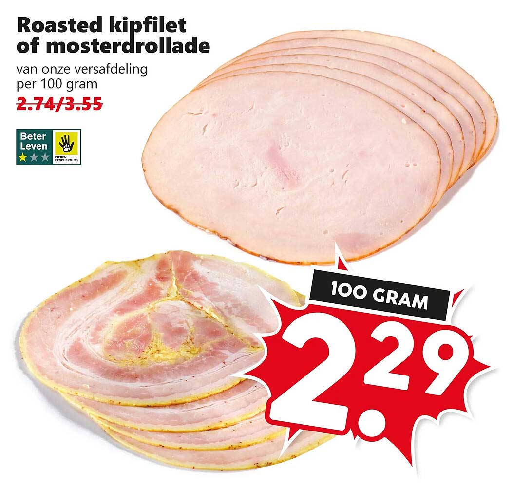 Roasted kipfilet of mosterdrollade