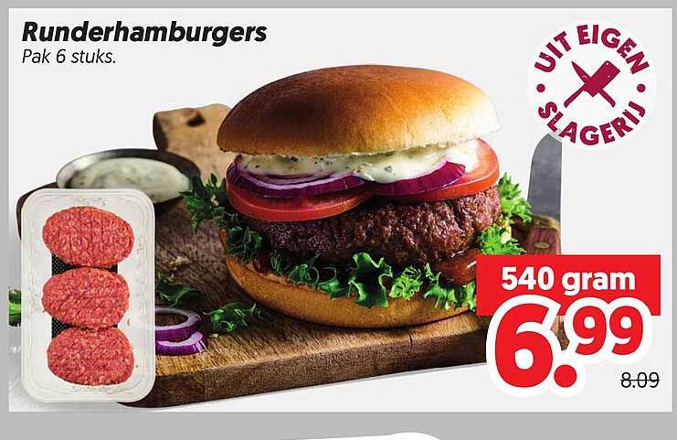 Runderhamburgers Pak 6 stuks.