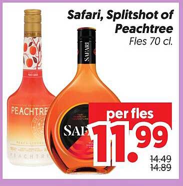 Safari, Splitshot of Peachtree Fles 70 cl. per fles