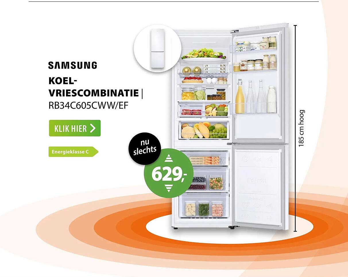 SAMSUNG KOEL-VRIESCOMBINATIE RB34C605CWW/EF