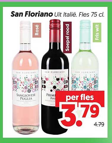 San Floriano Uit Italië. Fles 75 cl.