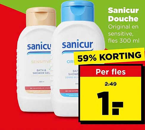 Sanicur Douche Original en sensitive, fles 300 ml 59% KORTING