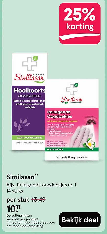 Similasan bijv. Reinigende oogoekjes nr. 1 14 stuks