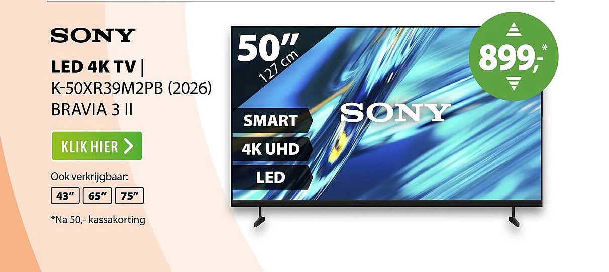 SONY LED 4K TV K-50XR39M2PB (2026) BRAVIA 3 II