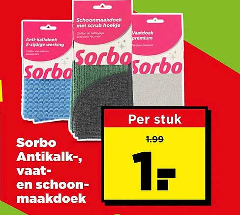 Sorbo Antikalk-, vaat- en schoonmaakdoek