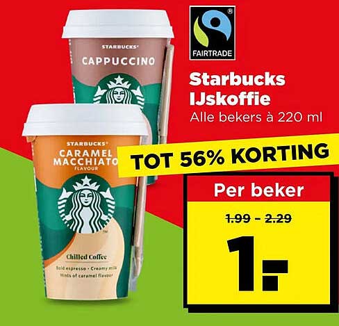 Starbucks IJskoffie TOT 56% KORTING