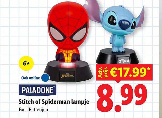 Stitch of Spiderman lampje
