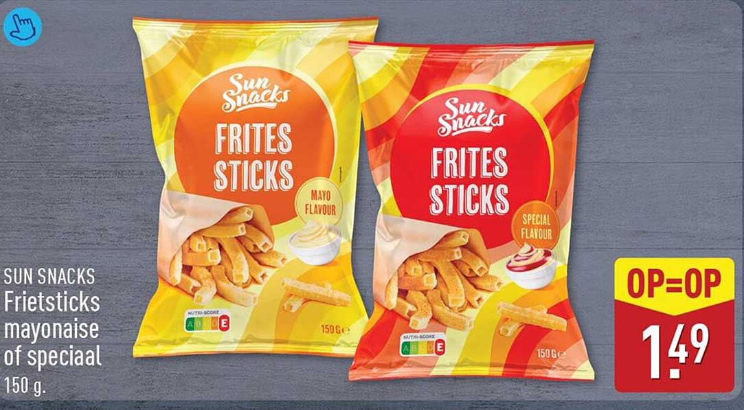SUN SNACKS Frietsticks mayonaise of speciaal 150 g. OP=OP